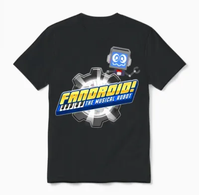 Fandroid Logo with Waving Fandroid Unisex T-Shirt - Black