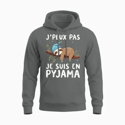 J'peux Pas Je Suis En Pyjama, Nightshirt, Sleep T-Shirt, Black, S Unisex Hoodie - Graphite Heather