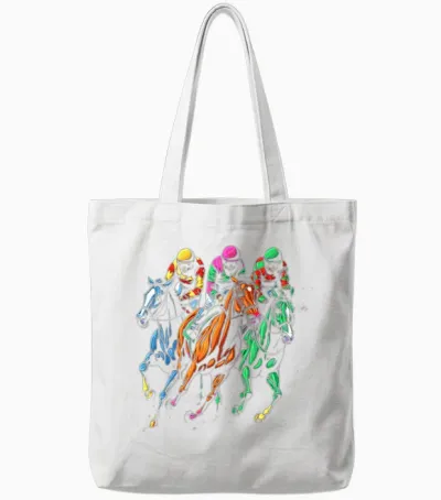 Horse Racing Painting Horse and Derby Lovers Tote Bags - White