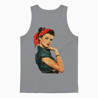 Retro Rosie Rockabilly T-Shirt, White Unisex Tank Top - Sport Grey
