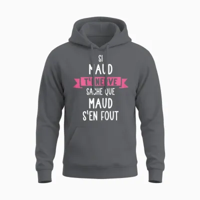 Gift Woman Humour Name Personalised Maud T-Shirt, Black Unisex Hoodie - Charcoal