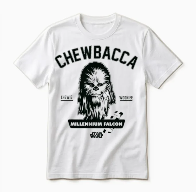 Kids Star Wars Chewbacca Face T-Shirt, Black, 2 Unisex T-Shirt in White