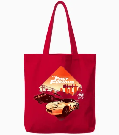 Fast & Furious 25th Anniversary Skyline Tote Bags - Red