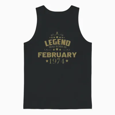February 1974 Birthday Vintage Unisex Tank Top - Black