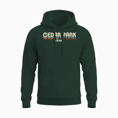 Retro Cedar Park Texas Unisex Hoodie - Forest
