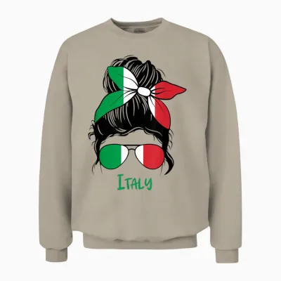 Italian Flag Italian Girl Woman Italy Girl Unisex Sweatshirt - Sand