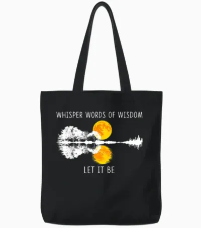 Whisper Words of Wisdom Let-It Be Tshirt Guitar Lake Shadow Tote Bags - Black