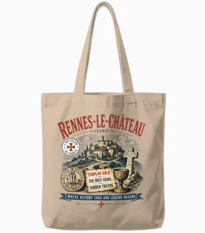 Rennes-Le-Château France Vintage - Saint Graal & Chevaliers Tote Bags - Natural