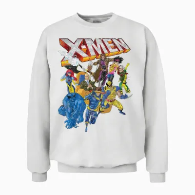 Marvel X-Men Vintage Group Shot Logo Unisex Sweatshirt - White