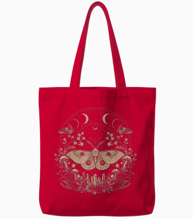 Niedliche Fairycore Motte Therian ästhetische Blumen Für Mädchen Frauen Tote Bags in Red