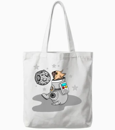 Funny Dog Astronaut Tote Bags - White