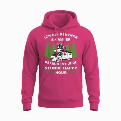 T-Shirt with German Text "ich Bin Rentner Und Camper Camping" [german, Black Unisex Hoodie - Heliconia