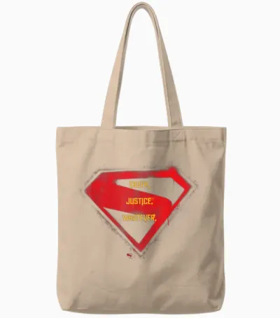 Supergirl 2026 Truth, Justice, Whatever Over Logo Tote Bags - Natural