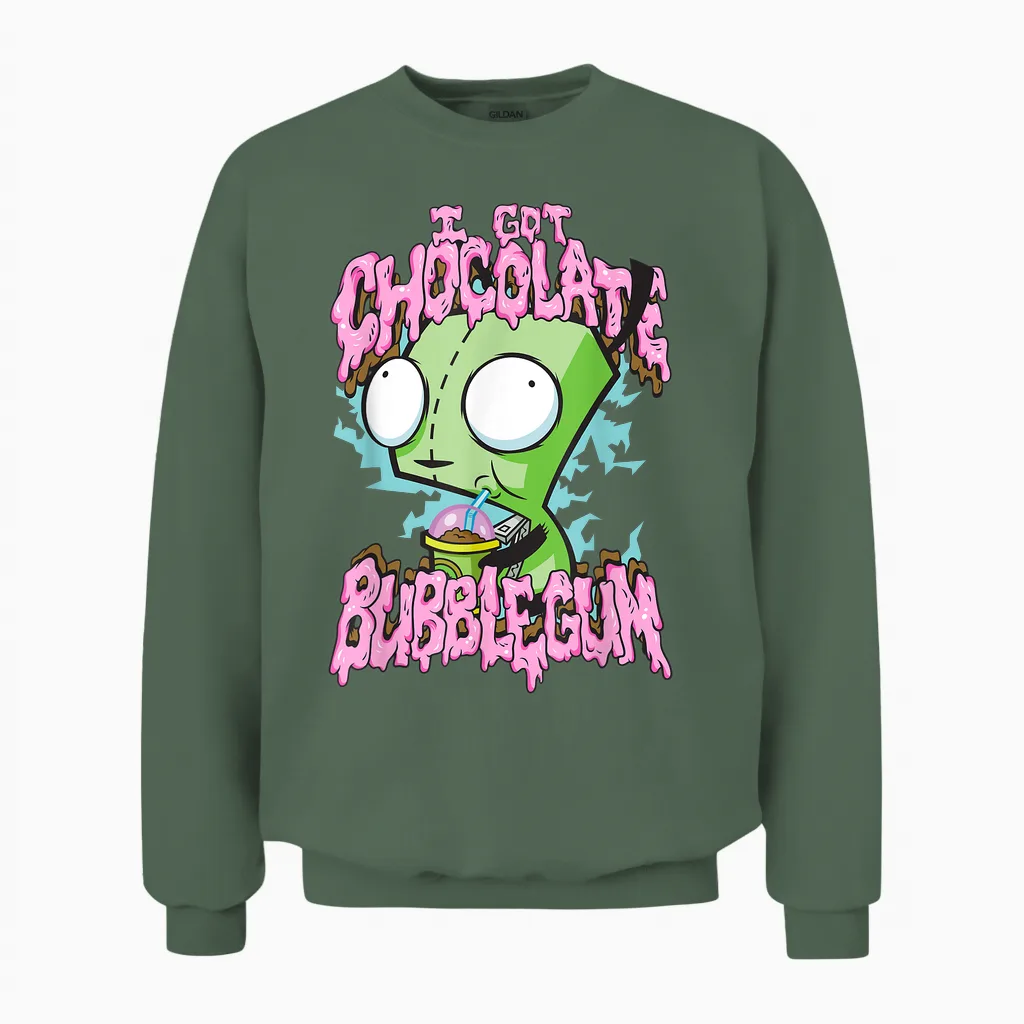 Invader Zim I Got Chocolate Bubblegum Gir in Dog Costume Unisex Sweatshirt in Military Green