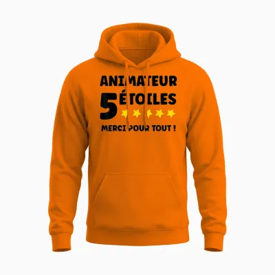 School Extracurricular Animator 5 Stars Merci Animateur Unisex Hoodie - Safety Orange