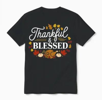 Thanksgiving Funny Thanksgiving Thankfiul Blessed Unisex T-Shirt - Black