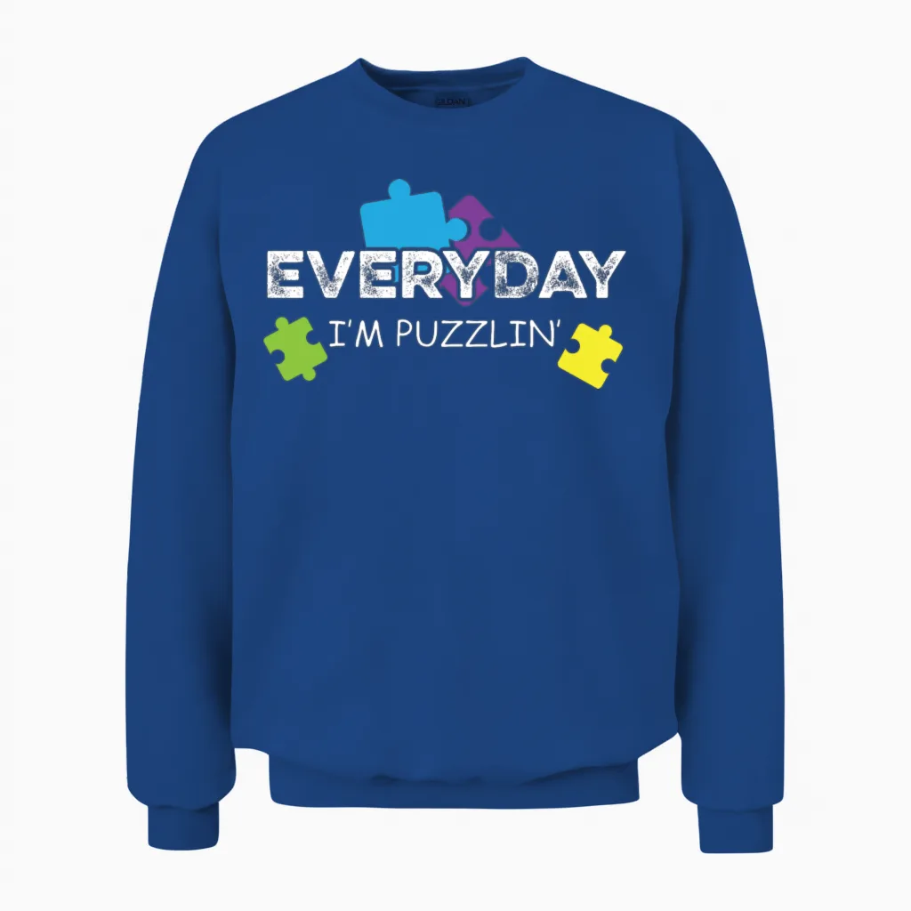 Everyday Puzzlin' Confuse Person Gift Unisex Sweatshirt in Royal