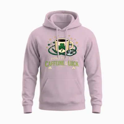 Powered by Caffeine & Luck: Medical Stethoscope Unisex Hoodie - Light Pink