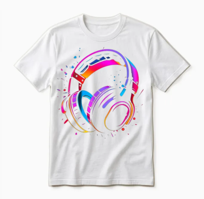 80s Style Dj Headphones Disc Jockey Nightclub T-Shirt, Black, S Unisex T-Shirt in White
