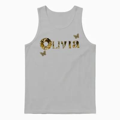 Olivia Gold Glitter Logo Unisex Tank Top - Ash