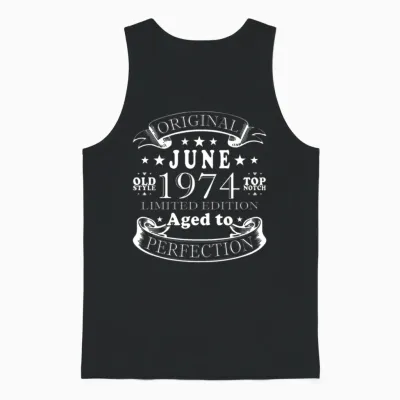 June 1974 Vintage Birthday Present Unisex Tank Top - Black