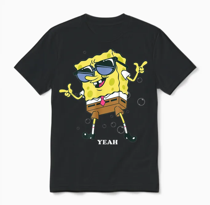 Spongebob Squarepants Cool Yeah Sunglasses Unisex T-Shirt in Black