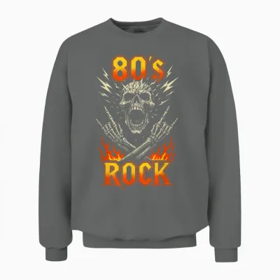 80s Retro Music Band Gift Rock Vintage Skull Unisex Sweatshirt - Graphite Heather