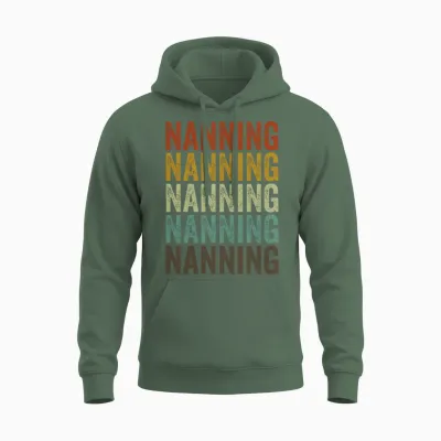 Nanning China Retro Vintage Unisex Hoodie - Military Green