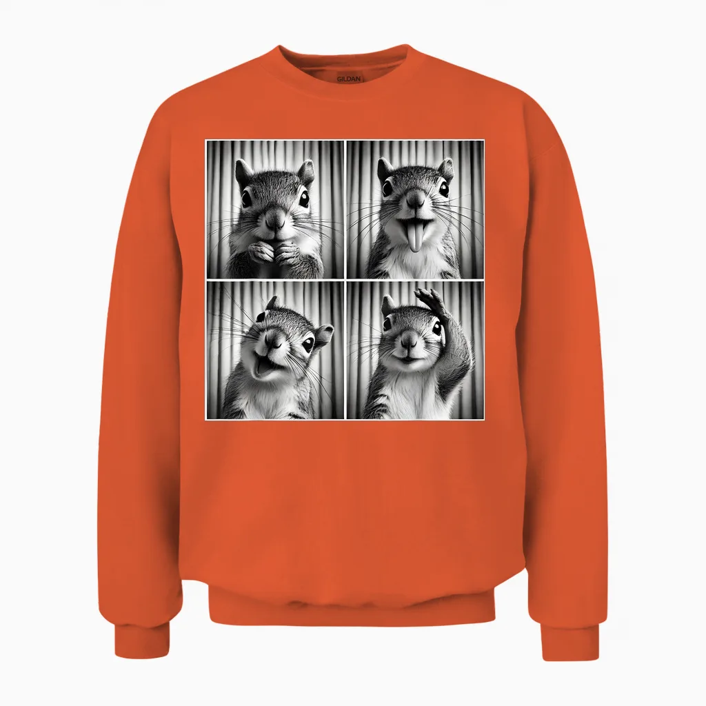 Süßes Eichhörnchen-Selfie-Foto, Lustig, Fotokabine, Eichhörnchen-Liebhaber Unisex Sweatshirt in Orange