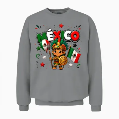T-Shirt Drapeau Du Mexique, Carte Mexicaine Pour Enfants Et Filles Unisex Sweatshirt - Sport Grey