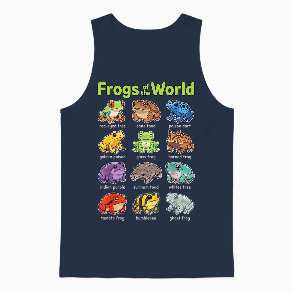 Frösche Der Welt Süße Kawaii-Amphibie Unisex Tank Top in Navy