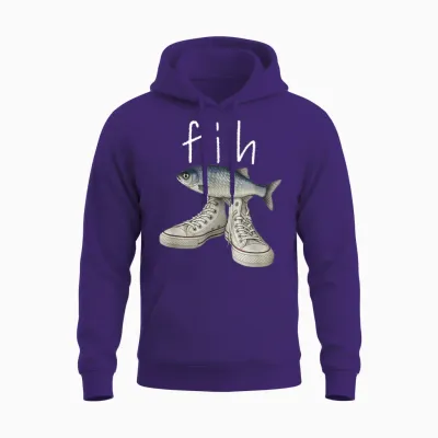 Fih Shoes Fish Funny Fit Wortspiel Meme Fih Calling Humor Unisex Hoodie - Purple