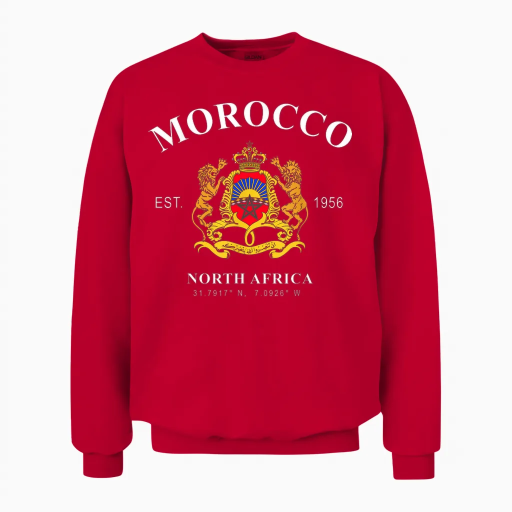 Marokko Geschenk Flagge Morocco Marokkaner Berber Nafri Unisex Sweatshirt in Red