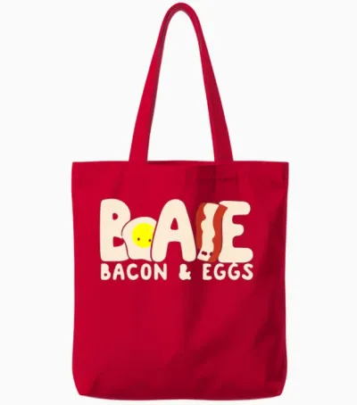 Bae Bacon and Eggs Tote Bags - Red