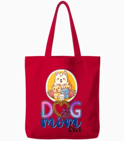 Dog Mom , Best Dog Mom Ever Dog Mom Design Dog Tote Bags - Red