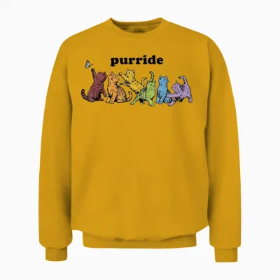 Purride Rainbow Cats Lgbtq Pride Colorful Kittens Butterfly Unisex Sweatshirt - Gold