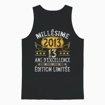 Vintage 2013 13 Years Birthday Girl Boy Vintage 2013 Unisex Tank Top - Black