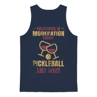 Pickleball and Wine Funny Pickleball Unisex Tank Top - Navy – 1