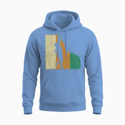 Retro Distressed Rock Climbing Unisex Hoodie - Carolina Blue