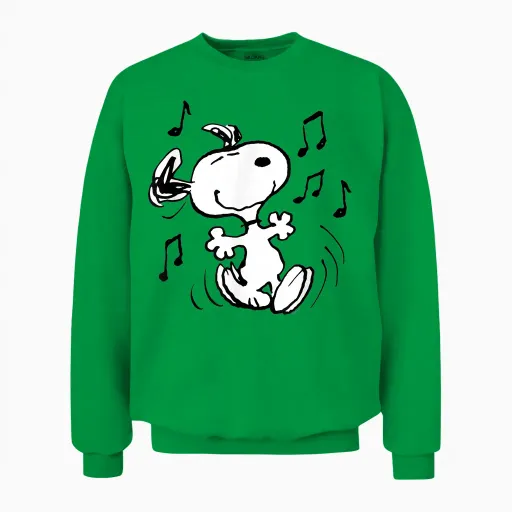 Peanuts - Snoopy Dancing T-Shirt, Blue Unisex Sweatshirt in Irish Green