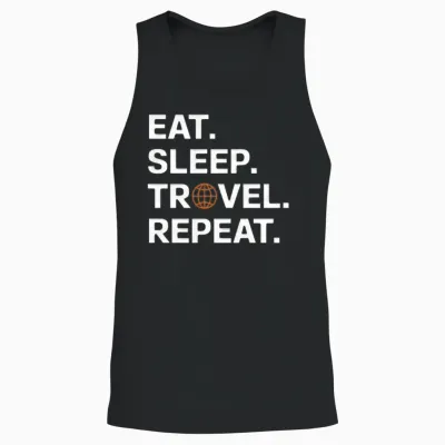 Eat Sleep Travel Repeat Unisex Tank Top - Black
