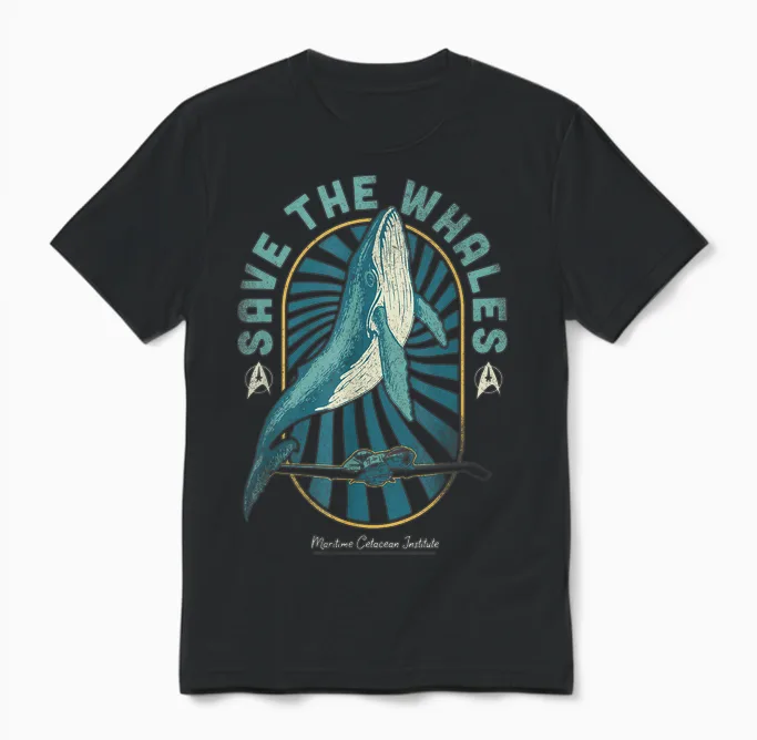 Star Trek Iv: the Voyage Home Save the Whales Collection T-Shirt, Black Unisex T-Shirt in Black