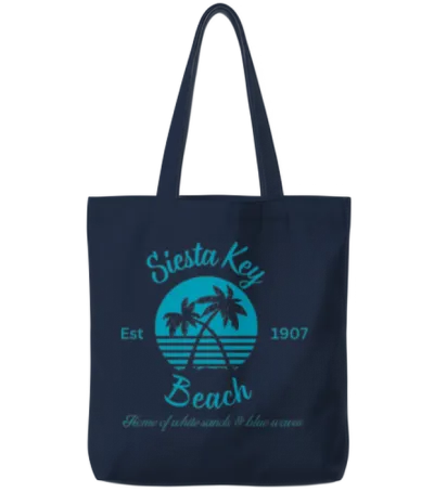 Siesta Key Beach, Florida Est 1907 Teal Tote Bags - Navy