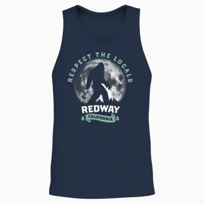 Redway California Bigfoot Night Walk Retro Unisex Tank Top - Navy