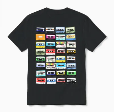 Cassette Tapes Mixtape 70s 80s 90s, Vintage Cassettes T-Shirt, Black Unisex T-Shirt - Black