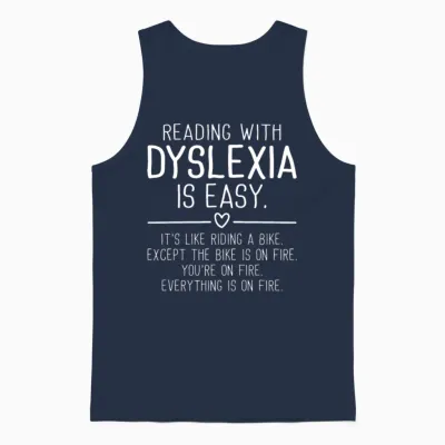 Funny Dyslexia Awareness Unisex Tank Top - Navy