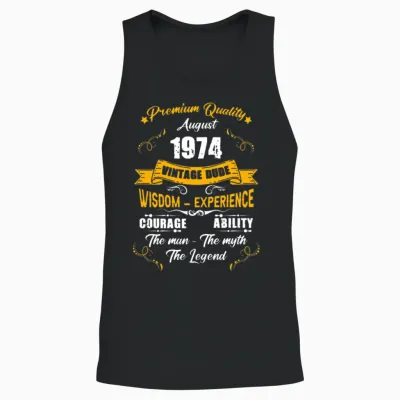 August 1974 Vintage Birthday Present Unisex Tank Top - Black