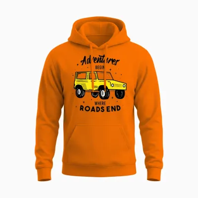Adventures Begin Where Roads End Unisex Hoodie - Safety Orange