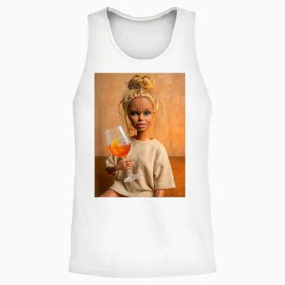 Disgusted Face Doll Meme Funny Orange Spritz Cocktail Fun Unisex Tank Top - White