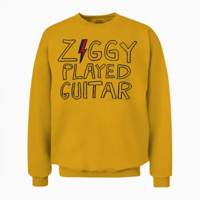 David Bowie – Ziggy Gespielte Gitarre Sketch Lyric Unisex Sweatshirt - Gold